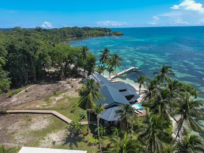 Drone Back of Hotel Birdseye View